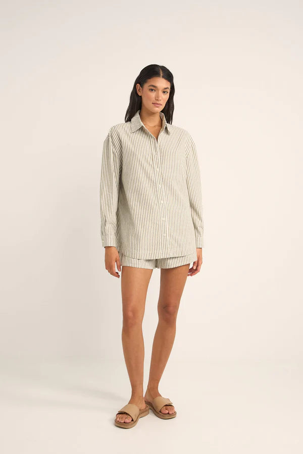 Valley Stripe Oversized Shirt Ivy