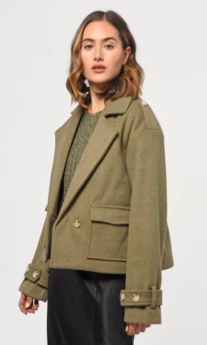 Olive Brushed Wool Jacket - Sprig Flower Co