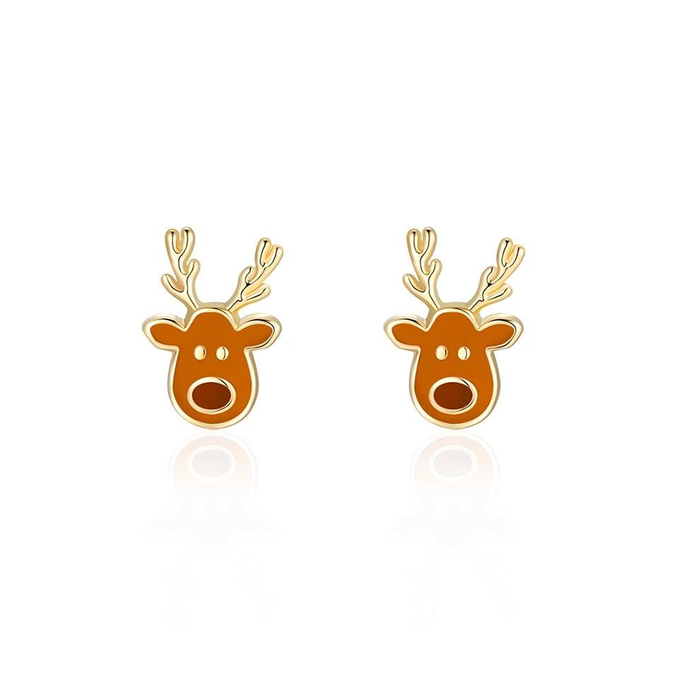 Reindeer Clip on OR Stud Earrings - Sprig Flower Co